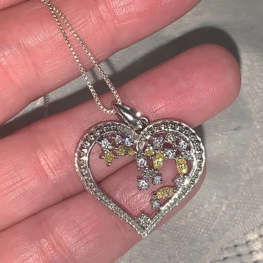 Sterling Silver 925 Heart Pendant Necklace Italy 18”‎